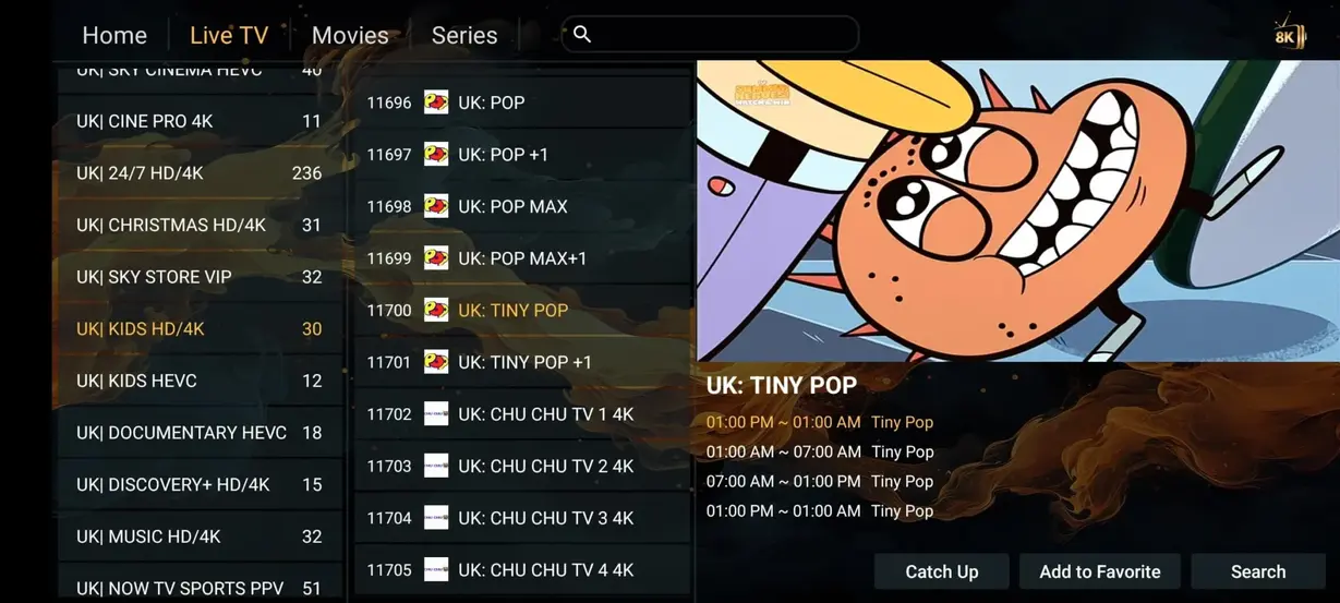 Series catalog preview on a television display 9